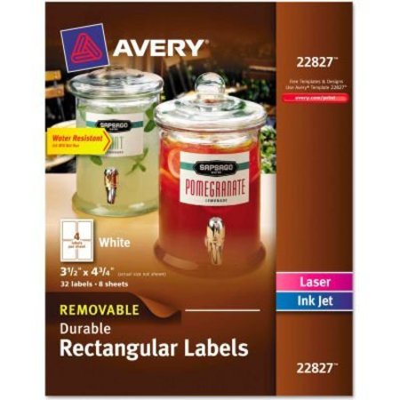 AVERY Avery® Removable Durable Labels, TrueBlock Technology, 4-3/4 x 3-1/2, White, 32/Pack 22827